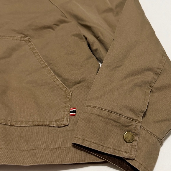 Hunter Insulated Tan Barn Crop Jacket with Dark Brown Corduroy Collar M NWT - Picture 9 of 16